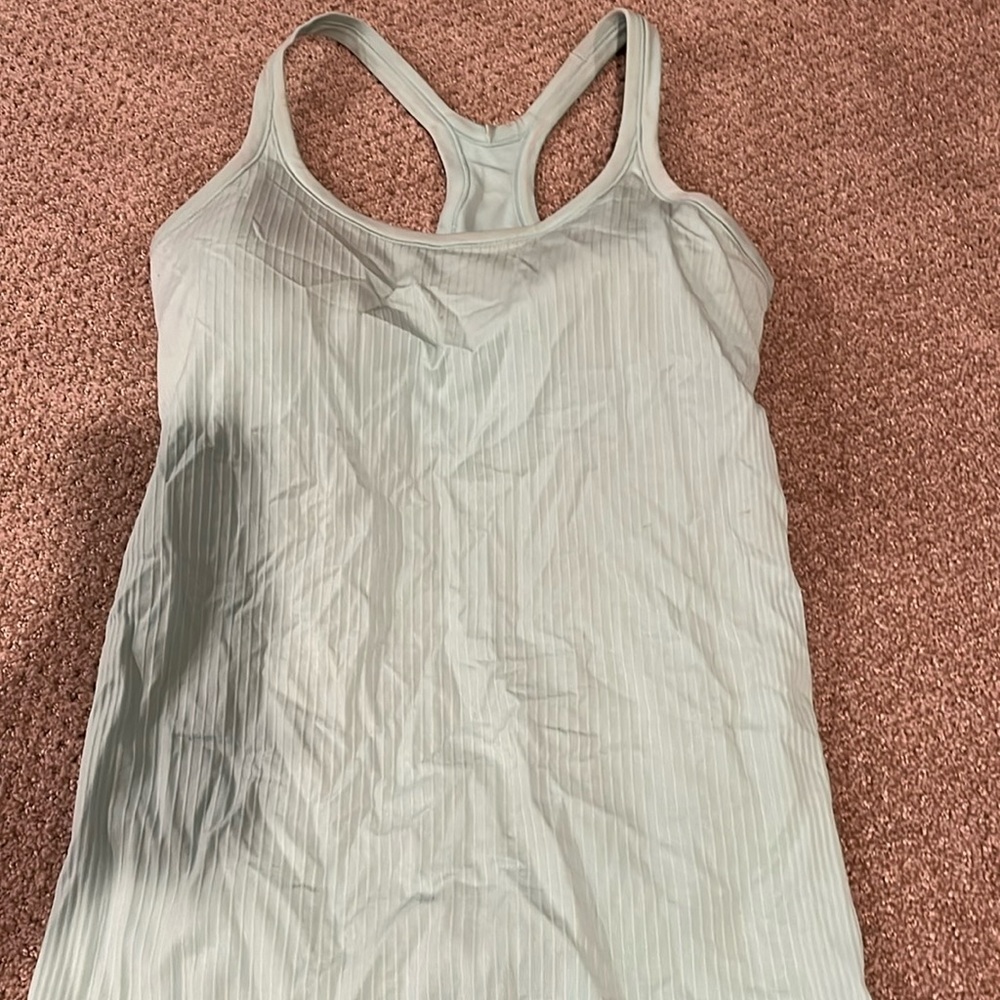 light green lululemon ebb to street tanktop